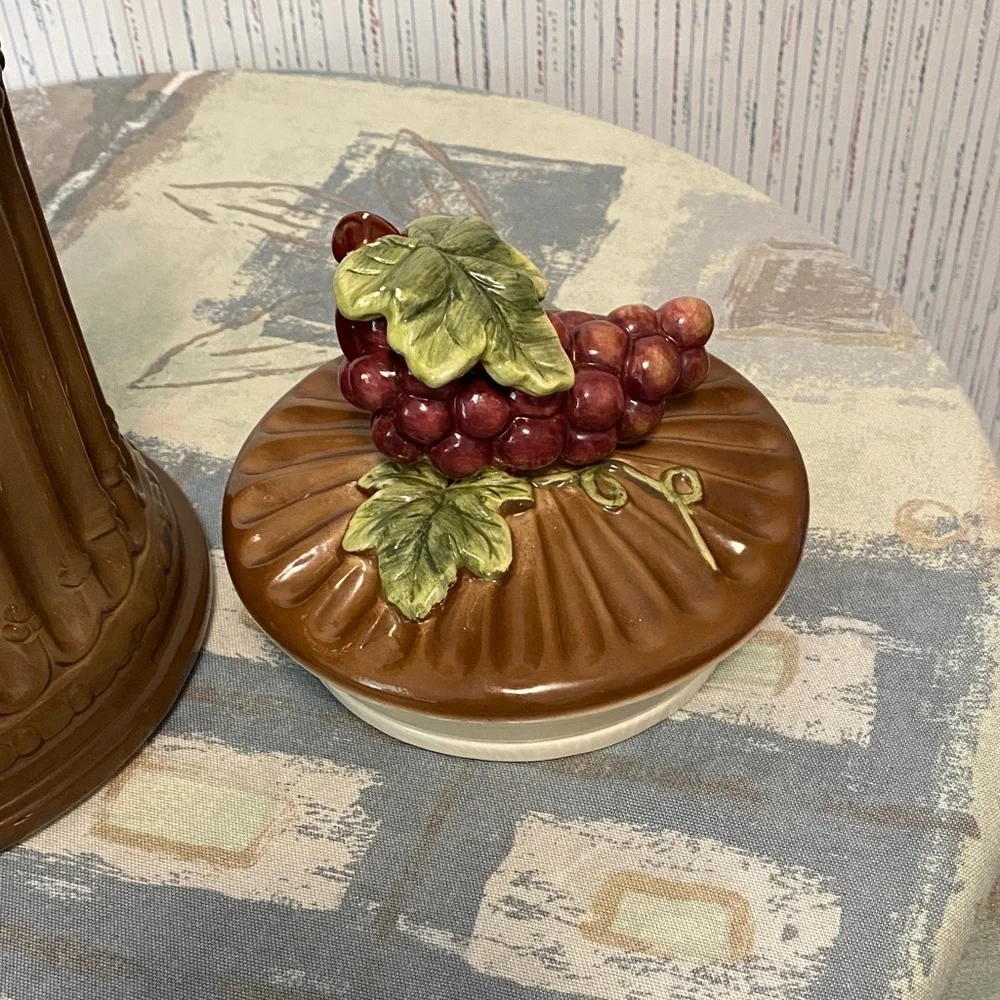 Grape Vine Ceramic Cookie /Coffee Canister with Grape Design-Fruit of the Spirit